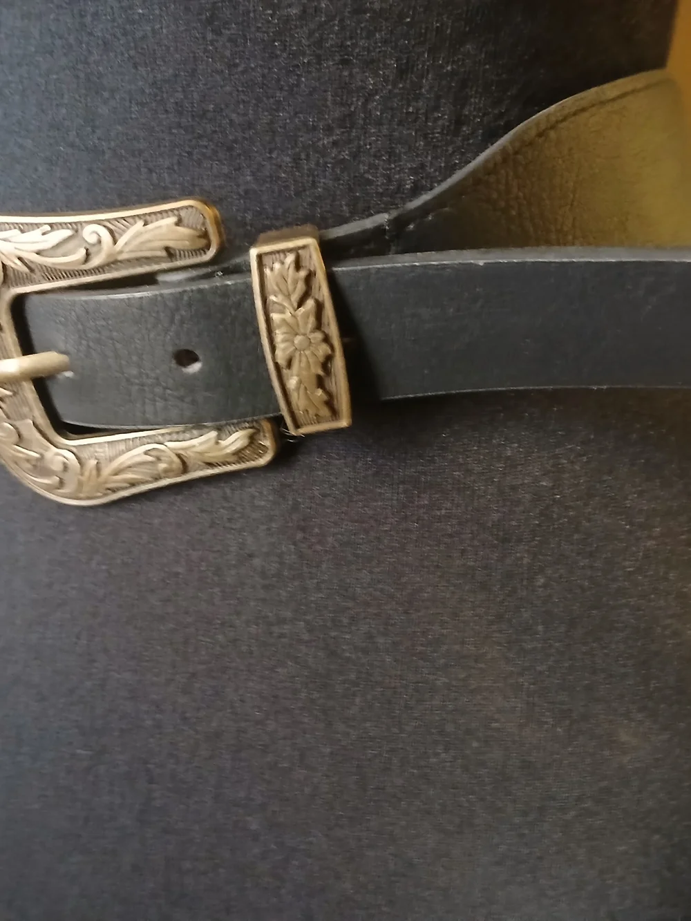 Double Buckle Black Western-Style Waist Belt